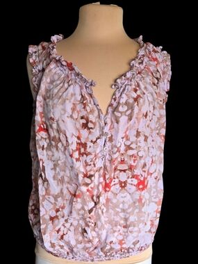 ANA Soft Pink Floral-Print Ruffle-Hem Camisole Sz 1x